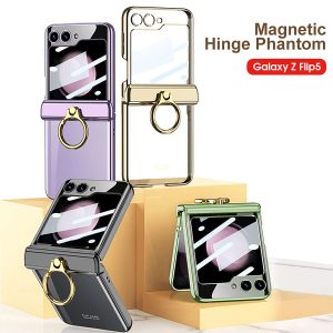 Z Flip 5 Clear Case with Magnetic Hinge Protection