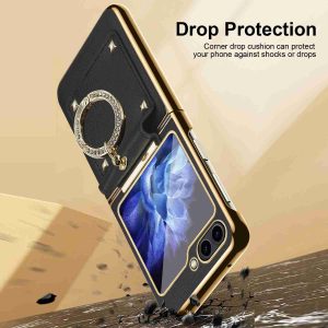 Z Flip 5 Ring Case with Leather Material
