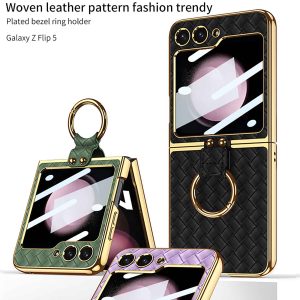 Z Flip 5 Ring Case with Plaid Pattern