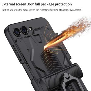 Z Flip 5 Ring Armor Case with Hiden Card Holder