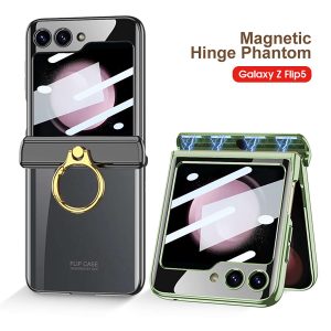 Z Flip 5 Clear Case with Magnetic Hinge Protection