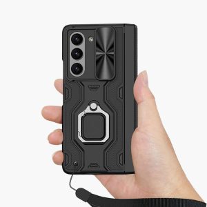 Z Fold 5 Case with Ring Kicstand & Wrist Strap