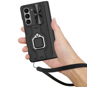Z Fold 5 Case with Ring Kicstand & Wrist Strap