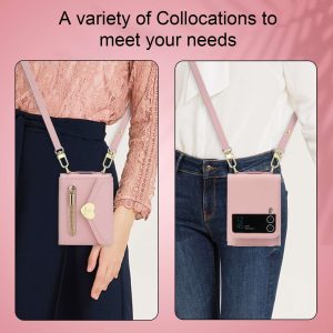 Z Flip 4/3 Case with Heart Zipper Wallet