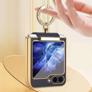 Z Flip 5 Ring Case with Leather Material
