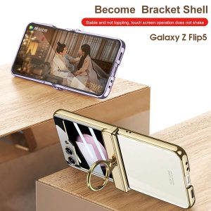 Z Flip 5 Clear Case with Magnetic Hinge Protection