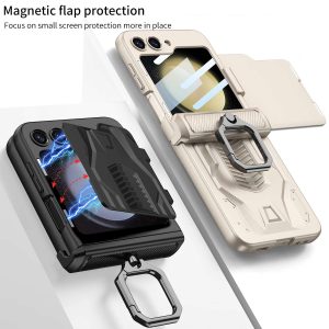 Z Flip 5 Ring Armor Case with Hiden Card Holder