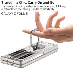 Z Fold 5 Case with Ring Kicstand & Wrist Strap
