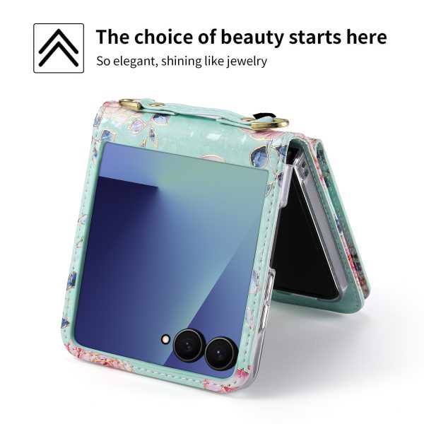 Z Flip 7/6/5 Wallet Case with Floral Pattern - Image 4