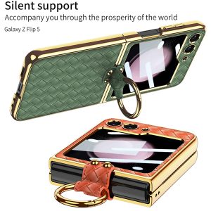 Z Flip 5 Ring Case with Plaid Pattern