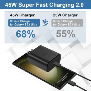 45W Super Fast Charger Type C 3.28 FT for Samsung