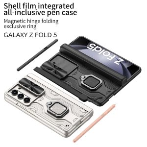 Z Fold 5 Case with Ring Kicstand & Wrist Strap