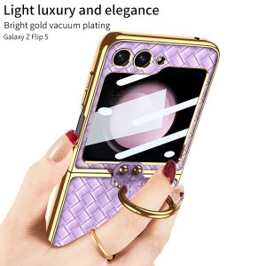Z Flip 5 Ring Case with Plaid Pattern