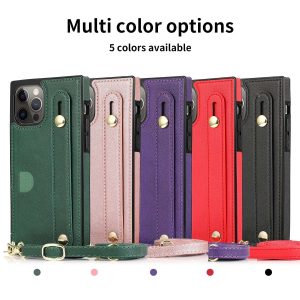 Phone Case with Wist Strap & Card Holder , for iPhone 15 14 13 12 11
