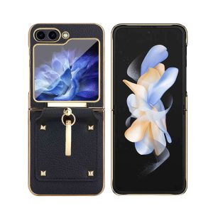 Z Flip 5 Ring Case with Leather Material