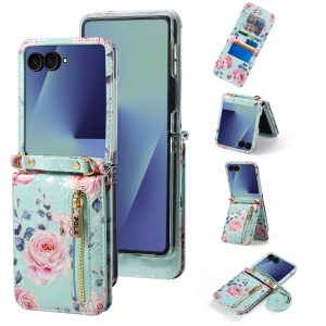 Z Flip 7/6/5 Wallet Case with Floral Pattern