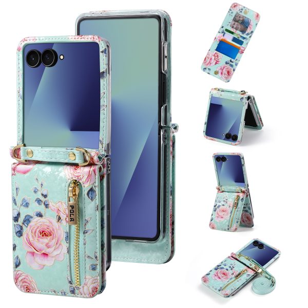 Z Flip 7/6/5 Wallet Case with Floral Pattern