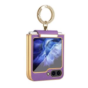 Z Flip 5 Ring Case with Leather Material