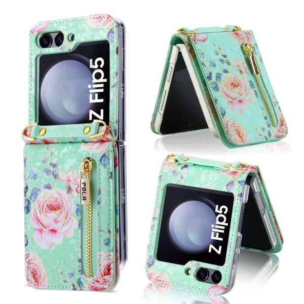 Z Flip 5 Wallet Case with Floral Pattern