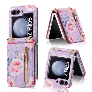Z Flip 5 Wallet Case with Floral Pattern