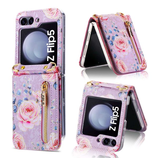 Z Flip 5 Wallet Case with Floral Pattern - Image 5