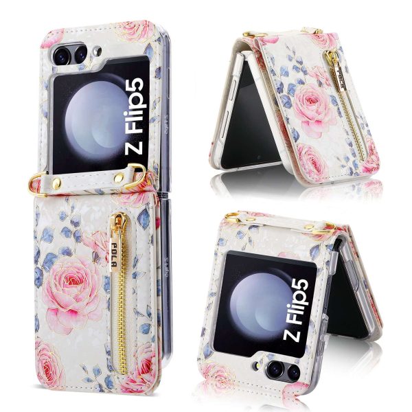 Z Flip 5 Wallet Case with Floral Pattern - Image 4