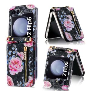 Z Flip 5 Wallet Case with Floral Pattern