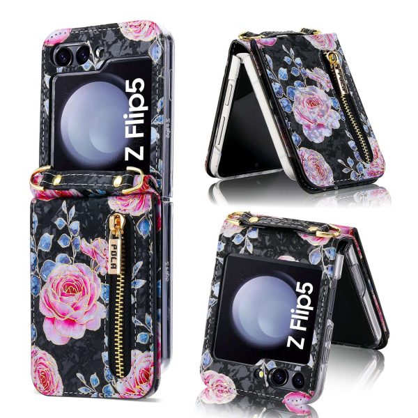 Z Flip 5 Wallet Case with Floral Pattern - Image 3