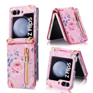 Z Flip 5 Wallet Case with Floral Pattern