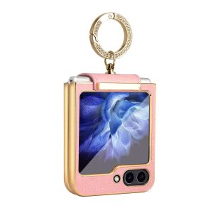 Z Flip 5 Ring Case with Leather Material