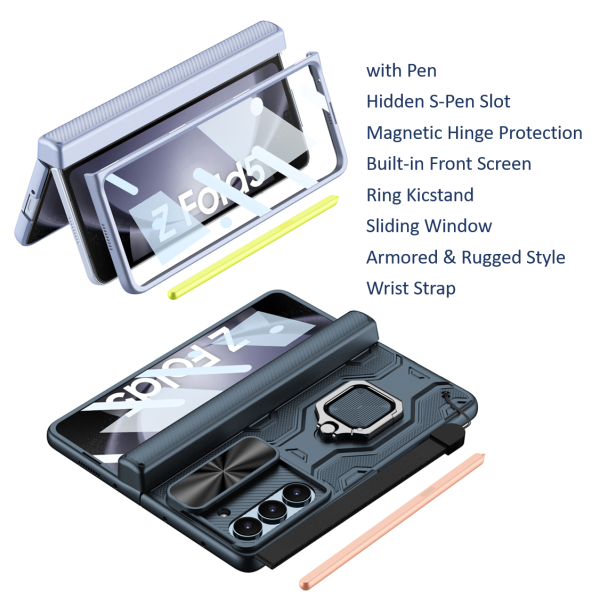 Z Fold 5 Case with Ring Kicstand & Wrist Strap - Image 5