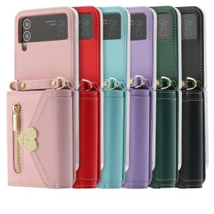 Z Flip 4/3 Case with Heart Zipper Wallet