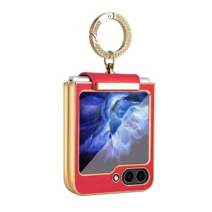 Z Flip 5 Ring Case with Leather Material