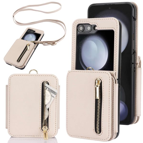 Z Flip 5 Case with Folding Zipper Wallet