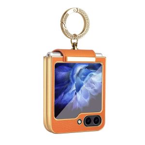 Z Flip 5 Ring Case with Leather Material