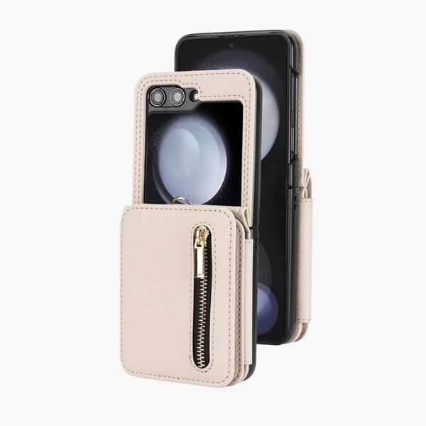 Z Flip 5 Case with Folding Zipper Wallet