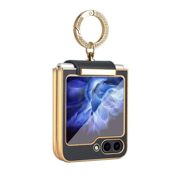 Z Flip 5 Ring Case with Leather Material