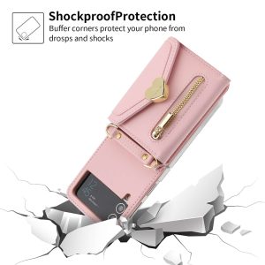 Z Flip 4/3 Case with Heart Zipper Wallet