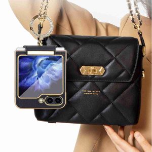 Z Flip 5 Ring Case with Leather Material