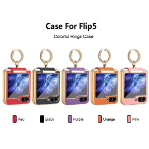 Z Flip 5 Ring Case with Leather Material