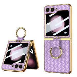Z Flip 5 Ring Case with Plaid Pattern
