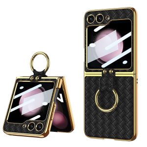 Z Flip 5 Ring Case with Plaid Pattern