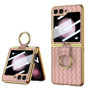 Z Flip 5 Ring Case with Plaid Pattern