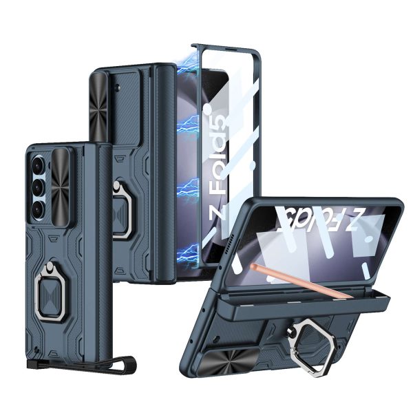 Z Fold 5 Case with Ring Kicstand & Wrist Strap