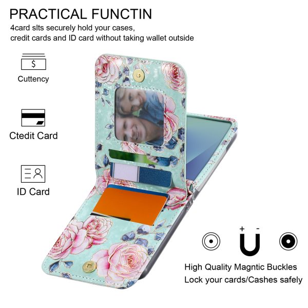 Z Flip 7/6/5 Wallet Case with Floral Pattern - Image 9