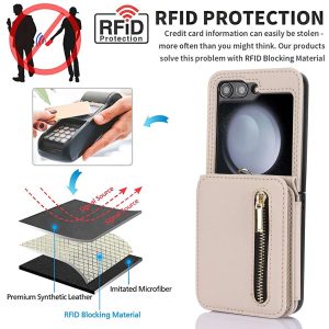 Z Flip 5 Case with Folding Zipper Wallet