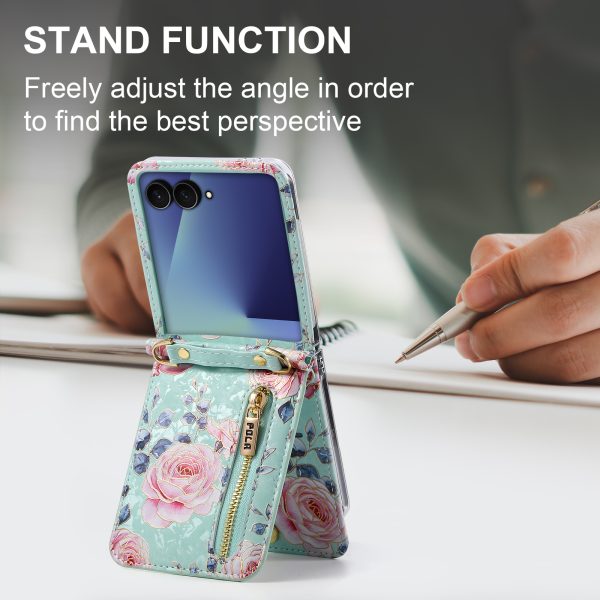 Z Flip 7/6/5 Wallet Case with Floral Pattern - Image 3