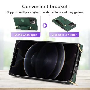 Phone Case with Wist Strap & Card Holder , for iPhone 15 14 13 12 11