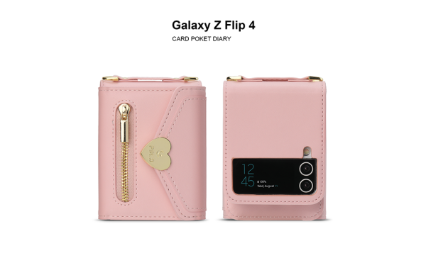 Z Flip 4/3 Case with Heart Zipper Wallet - Image 3
