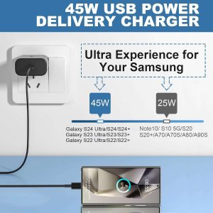 45W Super Fast Charger Type C 3.28 FT for Samsung
